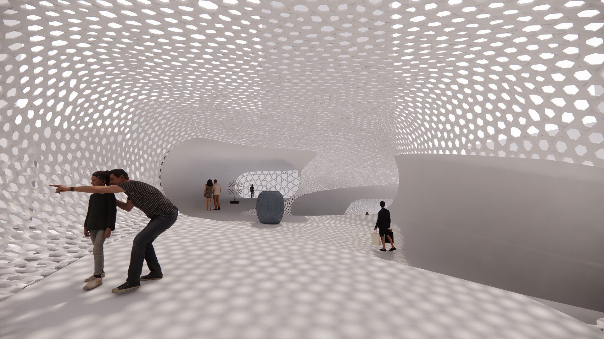 student work sample, white building with holes 