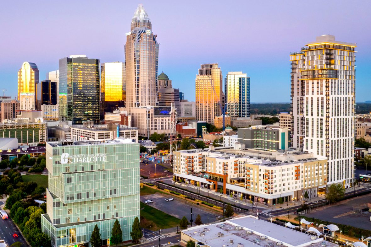 Uptown campus with skyline views of Charlotte