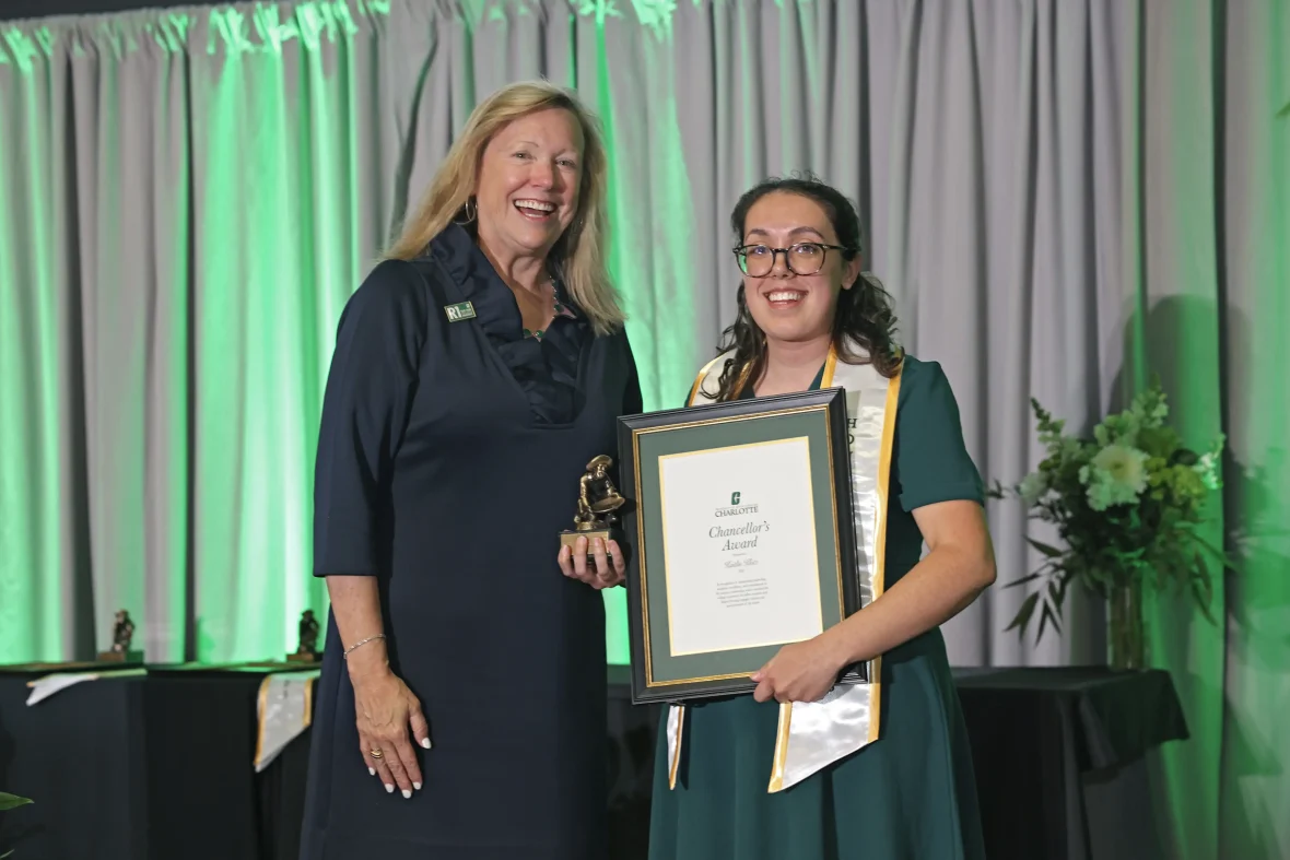 woman accepting an award